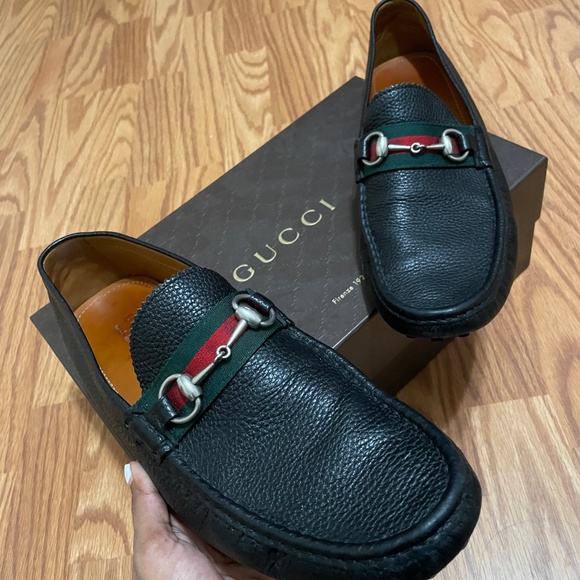 Gucci Men's Paride Web Stripe Bit Loafers - Picture 1 of 8